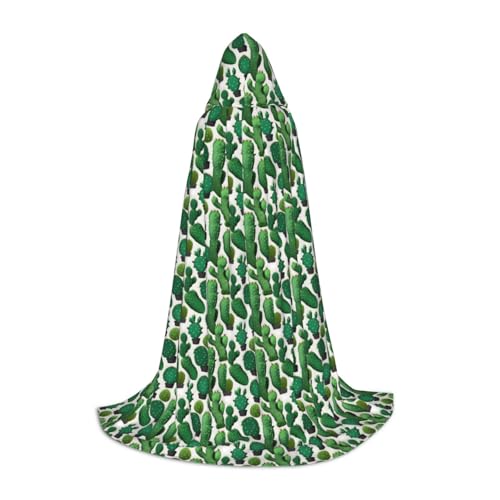 YANYU Grüner Kaktus-Druck, Unisex, Kapuzenumhang, verschiedene Größen, für Halloween, Cosplay, Motto-Partys, Karneval von YANYU