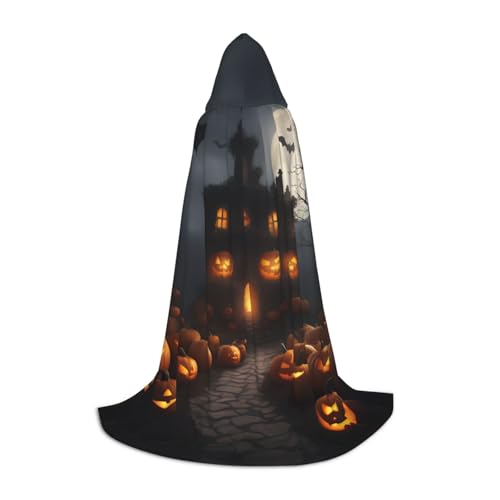 YANYU Halloween-Kürbis-Druck, Unisex, Kapuzenumhang, verschiedene Größen, für Halloween, Cosplay, Motto-Partys, Karneval von YANYU