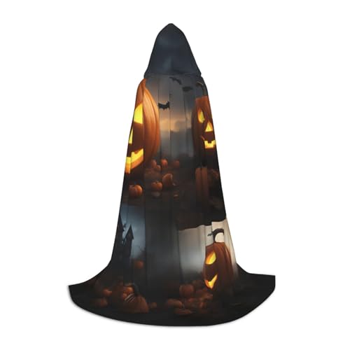 YANYU Halloween-Kürbis-Druck, Unisex, Kapuzenumhang, verschiedene Größen, für Halloween, Cosplay, Motto-Partys, Karneval von YANYU