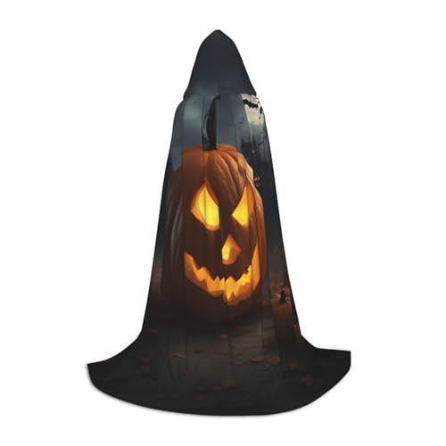 YANYU Halloween-Kürbis-Druck, Unisex, Kapuzenumhang, verschiedene Größen, für Halloween, Cosplay, Motto-Partys, Karneval von YANYU