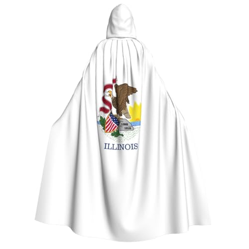 YANYU Illinois State Flag Print Holiday Decorations Hooded Cloak Carnival Parties Witch Vampire Costumes Cosplay von YANYU