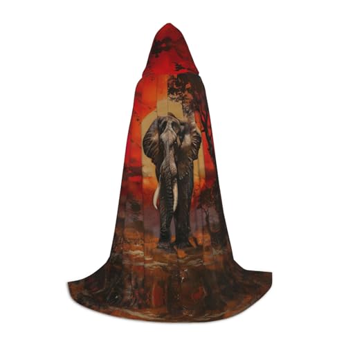 YANYU Kapuzenumhang mit Elefanten-Sonnenuntergang-Druck, für Erwachsene, Uni, Gothic-Kostüm für Rollenspiele und Cosplay YANYU Kapuzenumhang mit Elefanten-Sonnenuntergang-Druck, für Erwachsene, Uni, Gothic-Kostüm für Rollenspiele und Cosplay von YANYU