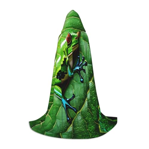 YANYU Kapuzenumhang mit Frosch-Blätter-Druck, für Erwachsene, Uni, Gothic-Kostüm für Rollenspiele und Cosplay von YANYU