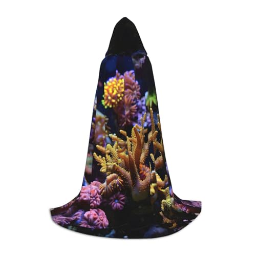 YANYU Kapuzenumhang mit Korallenriff-Aufdruck, für Erwachsene, Uni, Gothic-Kostüm für Rollenspiele und Cosplay von YANYU