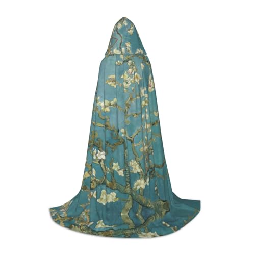 YANYU Kapuzenumhang mit Mandelblüten-Aufdruck, für Erwachsene, Uni, Gothic-Kostüm für Rollenspiele und Cosplay von YANYU