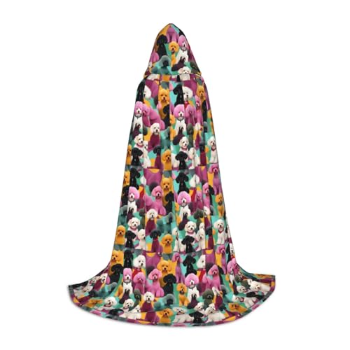 YANYU Kapuzenumhang mit Pudel-Motiv, Unisex, verschiedene Größen, für Halloween, Cosplay, Motto-Partys, Karneval von YANYU