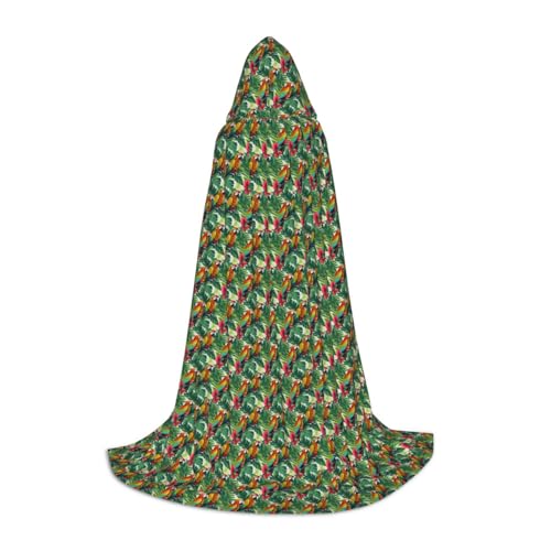 YANYU Kapuzenumhang mit tropischem Blumen- und Blatt-Papageien-Druck, Unisex, verschiedene Größen, für Halloween, Cosplay, Motto-Partys, Karneval von YANYU