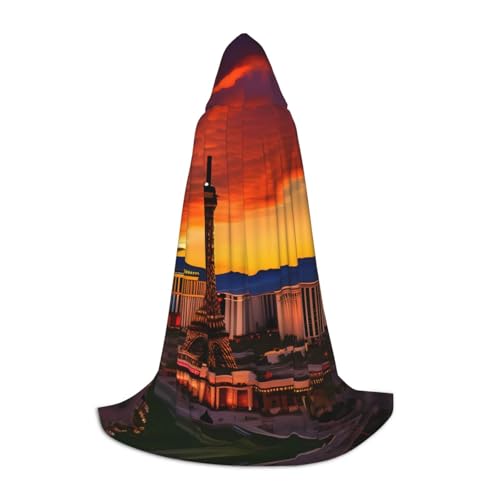 YANYU Las Vegas Sonnenuntergang-Druck, Unisex, Kapuzenumhang, verschiedene Größen, für Halloween, Cosplay, Motto-Partys, Karneval von YANYU