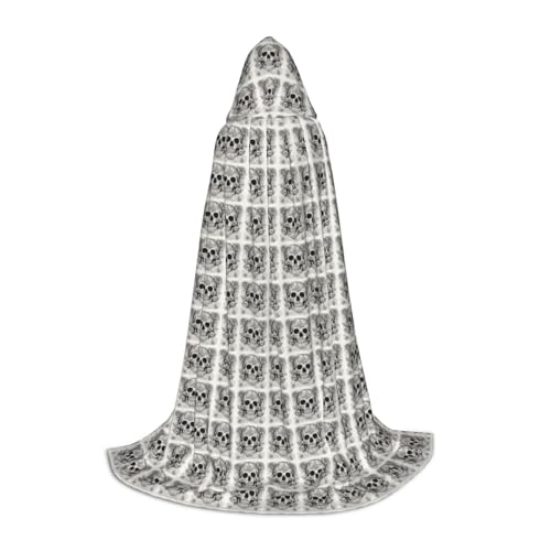 YANYU Mexikanischer Totenkopf-Aufdruck, Unisex, Kapuzenumhang, verschiedene Größen, für Halloween, Cosplay, Motto-Partys, Karneval von YANYU