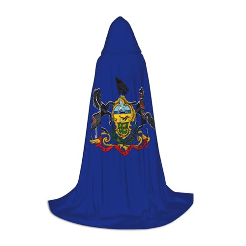 YANYU Pennsylvania Umhang mit Staatsflagge, Unisex, mit Kapuze, verschiedene Größen, für Halloween, Cosplay, Motto-Partys, Karneval von YANYU