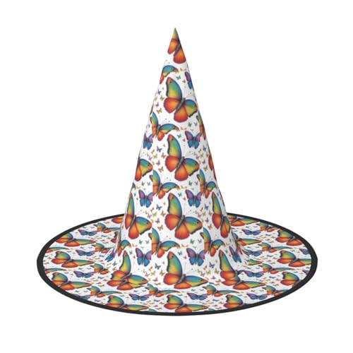 YANYU Regenbogen Schmetterling Druck Karneval Unisex Kostüm Halloween Hexenhut für Partys Maskeraden Rollenspiele von YANYU