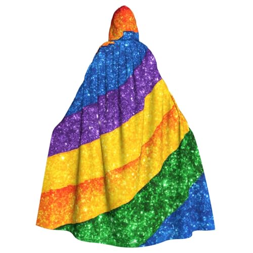 YANYU Regenbogenstreifen-Druck, Unisex, Erwachsene, Halloween, Kapuzenumhang, volle Länge, lebendig, für Cosplay YANYU Regenbogenstreifen-Druck, Unisex, Erwachsene, Halloween, Kapuzenumhang, volle Länge, lebendig, für Cosplay von YANYU