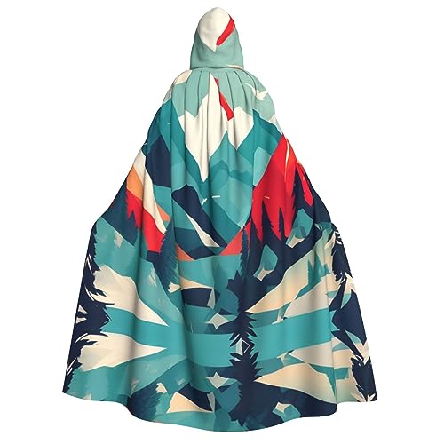 YANYU Reise Berg Landschaft Druck Urlaub Dekorationen Kapuzenumhang Karneval Partys Hexe Vampir Kostüme Cosplay von YANYU