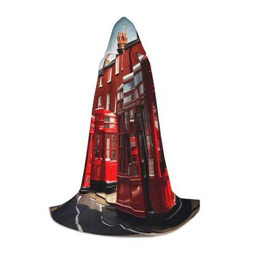 YANYU Roter Londoner Straßen-Aufdruck, Unisex, Kapuzenumhang, verschiedene Größen, für Halloween, Cosplay, Motto-Partys, Karneval, Schwarz, M von YANYU