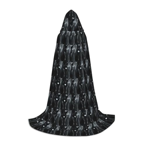 YANYU Schwarzer Pferdeaufdruck, Unisex, Kapuzenumhang, verschiedene Größen, für Halloween, Cosplay, Motto-Partys, Karneval von YANYU