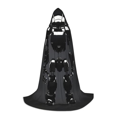 YANYU Schwarzer Roboter-Druck, Karneval, unverzichtbarer Kapuzenumhang für Erwachsene, Uni, Gothic-Kostüm für Rollenspiele und Cosplay von YANYU