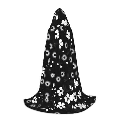 YANYU Schwarzer und weißer Blumendruck, Karneval, unverzichtbarer Kapuzenumhang für Erwachsene, Uni, Gothic-Kostüm für Rollenspiele und Cosplay YANYU Schwarzer und weißer Blumendruck, Karneval, unverzichtbarer Kapuzenumhang für Erwachsene, Uni, Gothic-Kostüm für Rollenspiele und Cosplay von YANYU