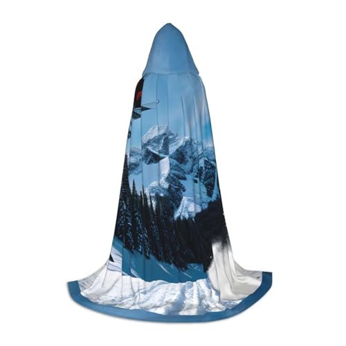YANYU Snowboard-Druck, Karneval, unverzichtbarer Kapuzenumhang für Erwachsene, Uni, Gothic-Kostüm für Rollenspiele und Cosplay von YANYU