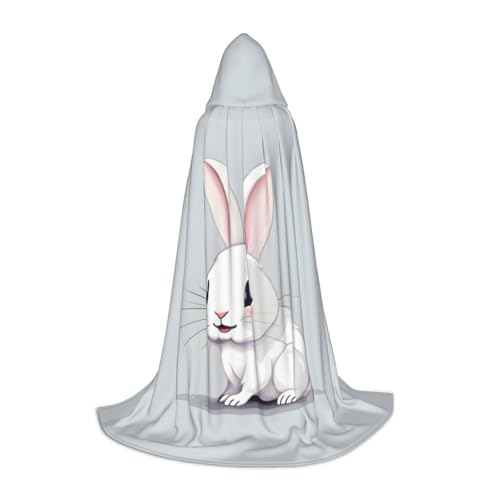 YANYU Süßer weißer Hasen-Druck, Karneval, unverzichtbarer Kapuzenumhang für Erwachsene, Uni, Gothic-Kostüm für Rollenspiele und Cosplay YANYU Süßer weißer Hasen-Druck, Karneval, unverzichtbarer Kapuzenumhang für Erwachsene, Uni, Gothic-Kostüm für Rollenspiele und Cosplay von YANYU