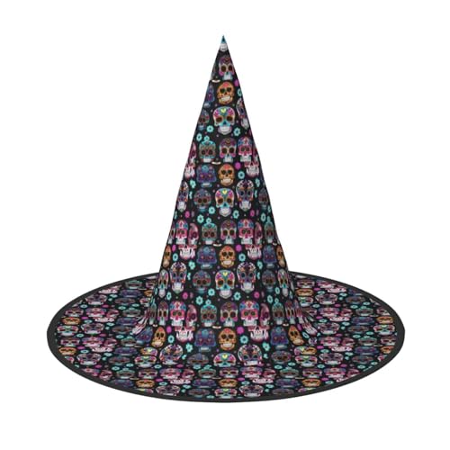 YANYU Sugar Skull Print Karneval Unisex Kostüm Halloween Hexenhut für Partys Maskeraden Rollenspiele YANYU Sugar Skull Print Karneval Unisex Kostüm Halloween Hexenhut für Partys Maskeraden Rollenspiele von YANYU