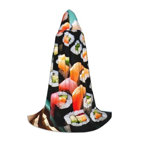YANYU Sushi-Druck, Unisex, Kapuzenumhang, verschiedene Größen, für Halloween, Cosplay, Motto-Partys, Karneval von YANYU