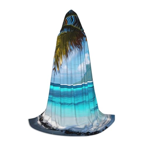 YANYU Tahiti Strand-Aufdruck, Unisex, Kapuzenumhang, verschiedene Größen, für Halloween, Cosplay, Motto-Partys, Karneval von YANYU