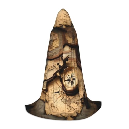 YANYU Umhang mit Kompass und alter Weltkarte, Karneval, unverzichtbarer Kapuzenumhang für Erwachsene, Uni, Gothic-Kostüm für Rollenspiele und Cosplay YANYU Umhang mit Kompass und alter Weltkarte, Karneval, unverzichtbarer Kapuzenumhang für Erwachsene, Uni, Gothic-Kostüm für Rollenspiele und Cosplay von YANYU
