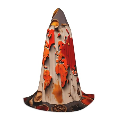 YANYU Umhang mit Weltkarte aus Gewürzen, Unisex, mit Kapuze, verschiedene Größen, für Halloween, Cosplay, Motto-Partys, Karneval von YANYU