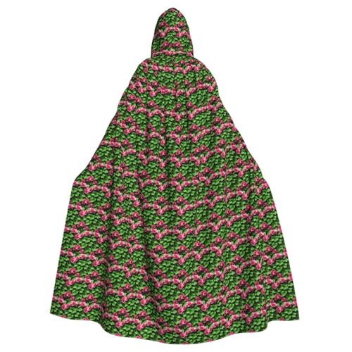 YANYU Umhang mit floralem Rosen-Efeu mit Blättern, Frühlingsdruck, Unisex, Erwachsene, Halloween, Kapuzenumhang, volle Länge, lebendig, für Cosplay von YANYU