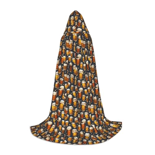 YANYU Unisex Kapuzenumhang mit Bierdruck, verschiedene Größen, für Halloween, Cosplay, Motto-Partys, Karneval von YANYU