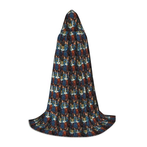 YANYU Unisex Kapuzenumhang mit Cartoon-Katzen-Druck, verschiedene Größen für Halloween, Cosplay, Motto-Partys, Karneval von YANYU