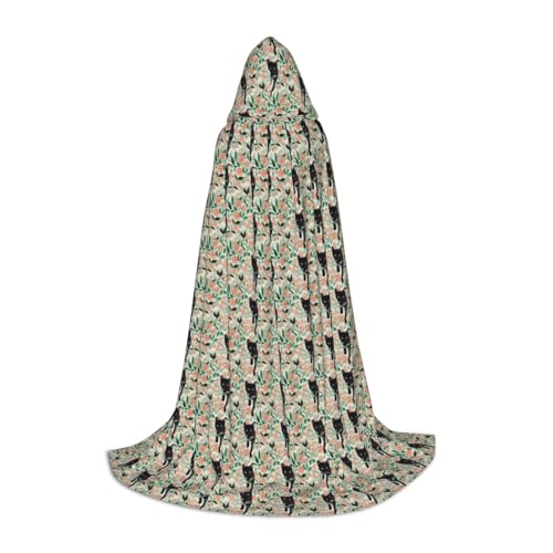 YANYU Unisex Kapuzenumhang mit Cartoon-Katzen-Druck, verschiedene Größen für Halloween, Cosplay, Motto-Partys, Karneval von YANYU