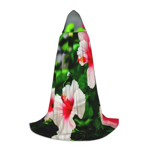 YANYU Unisex Kapuzenumhang mit Hibiskusblumen-Druck, verschiedene Größen, für Halloween, Cosplay, Motto-Partys, Karneval von YANYU