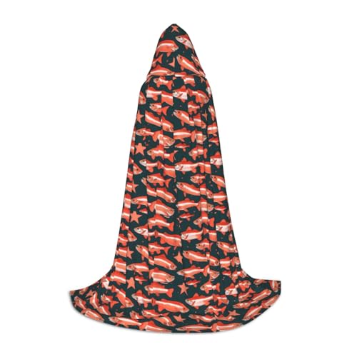 YANYU Unisex Kapuzenumhang mit Lachsdruck, verschiedene Größen, für Halloween, Cosplay, Motto-Partys, Karneval YANYU Unisex Kapuzenumhang mit Lachsdruck, verschiedene Größen, für Halloween, Cosplay, Motto-Partys, Karneval von YANYU