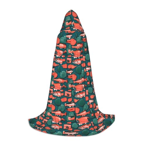 YANYU Unisex Kapuzenumhang mit Lachsmuster, verschiedene Größen, für Halloween, Cosplay, Mottopartys, Karneval YANYU Unisex Kapuzenumhang mit Lachsmuster, verschiedene Größen, für Halloween, Cosplay, Mottopartys, Karneval von YANYU