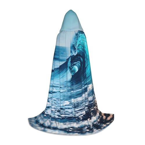 YANYU Unisex Kapuzenumhang mit Meereswellen-Druck, verschiedene Größen für Halloween, Cosplay, Motto-Partys, Karneval von YANYU