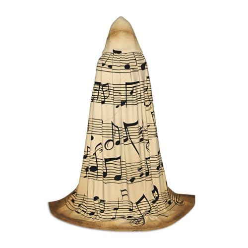 YANYU Unisex-Kapuzenumhang mit Musiknoten-Druck, verschiedene Größen für Halloween, Cosplay, Motto-Partys, Karneval von YANYU