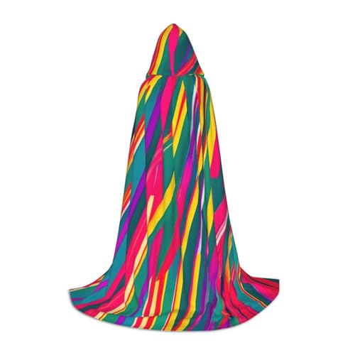 YANYU Unisex Kapuzenumhang mit Regenbogen-Linien, verschiedene Größen für Halloween, Cosplay, Motto-Partys, Karneval von YANYU