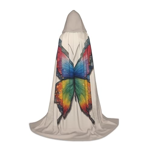 YANYU Unisex Kapuzenumhang mit Regenbogen-Schmetterlings-Aufdruck, verschiedene Größen für Halloween, Cosplay, Motto-Partys, Karneval von YANYU