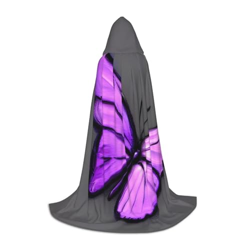 YANYU Violetter Schmetterlings-Aufdruck, Unisex, Kapuzenumhang, verschiedene Größen, für Halloween, Cosplay, Motto-Partys, Karneval von YANYU
