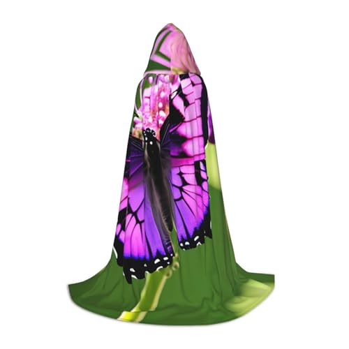YANYU Violetter Schmetterlings-Druck, Unisex, Kapuzenumhang, verschiedene Größen, für Halloween, Cosplay, Motto-Partys, Karneval von YANYU