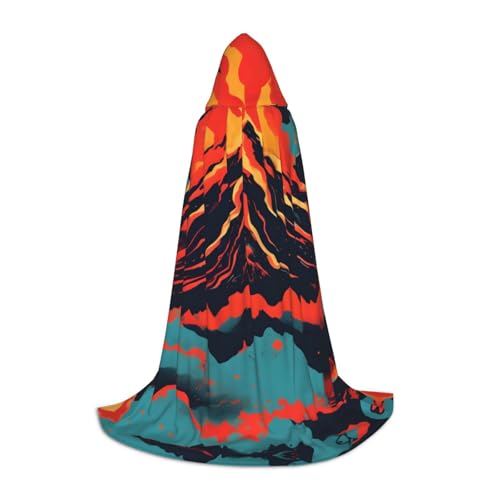 YANYU Volcano Print Karneval Essential Kapuzenumhang Erwachsene Uni Gothic Kostüm für Rollenspiele Cosplay von YANYU
