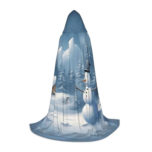 YANYU Winter-Schneemann-Druck, Unisex, Kapuzenumhang, verschiedene Größen, für Halloween, Cosplay, Motto-Partys, Karneval von YANYU