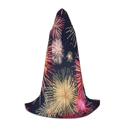 YANYU Wunderschöner Feuerwerk-Druck, Unisex, Kapuzenumhang, verschiedene Größen, für Halloween, Cosplay, Motto-Partys, Karneval von YANYU