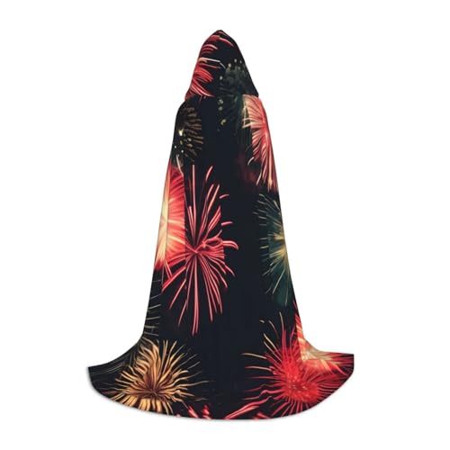 YANYU Wunderschöner Feuerwerk-Druck, Unisex, Kapuzenumhang, verschiedene Größen, für Halloween, Cosplay, Motto-Partys, Karneval von YANYU