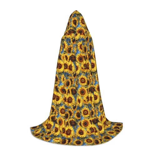 YANYU Wunderschöner Sonnenblumen-Aufdruck, Unisex, Kapuzenumhang, verschiedene Größen, für Halloween, Cosplay, Motto-Partys, Karneval von YANYU