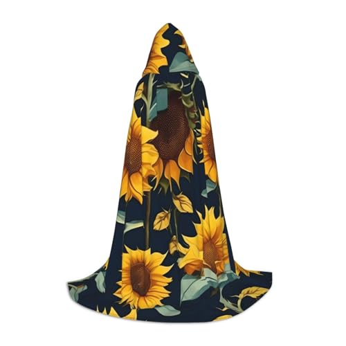YANYU Wunderschöner Sonnenblumen-Druck, Unisex, Kapuzenumhang, verschiedene Größen, für Halloween, Cosplay, Motto-Partys, Karneval von YANYU