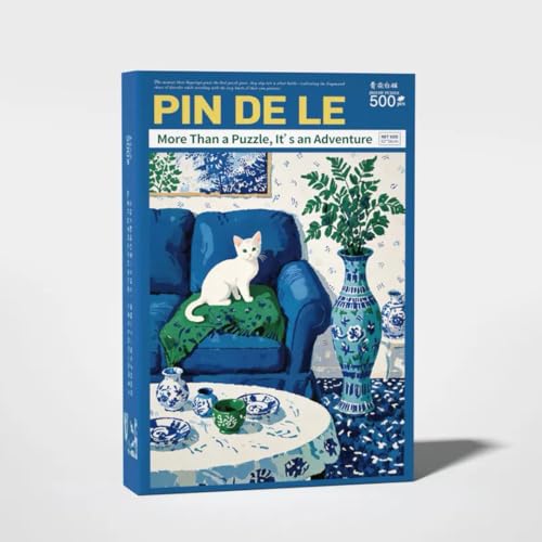 Puzzle mit weißer Katze für Erwachsene, 500-teiliges Puzzle für Erwachsene, 500 Teile für Erwachsene, herausforderndes Puzzle (52 x 38 cm) von YAOGU