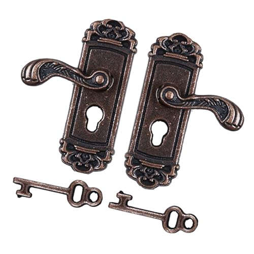 Puppenhäuser Dekoration Zubehör Miniatur Puppenhäuser Szene Modell 1/12 Miniatur Tür und Schlüssel Set Szene Modell von YAOGUI