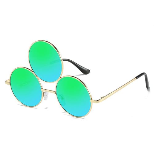 YAOGUI Bunte Brille mit drei runden Rahmen, modische Brille, Erwachsene, Outdoor, Weihnachten, Party, Fotografieren, Einkaufen, kleiner Rahmen für Damen, klein, für Damen, Gesicht im Freien von YAOGUI